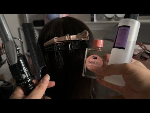 ASMR LoFi| Curling your hair 👩🏽‍🦱 (hair clipping & hair brushing/combing) 🫶🏻