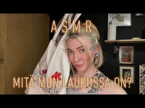 ASMR Suomi - Laukun sisältö 👀💓 (triggereitä,naputtelua,nopeita liikkeitä ja ääniä,kuiskailua)