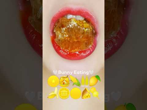 ASMR YELLOW EMOJI FOOD honeycomb, kohakuto, jelly mukbang eating sounds