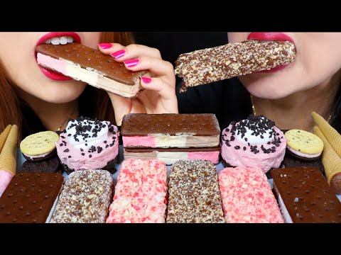 ASMR CHOCOLATE ICE CREAM BARS, STRAWBERRY CHEESECAKE, FREEZE-DRIED ICE CREAM 먹방 | Kim&Liz ASMR