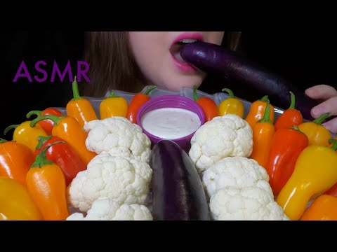 HEALTHY EATING ASMR Raw Veggie Platter - EXTREMELY SATISFYING Crunchy Sounds!