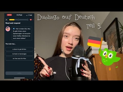 ASMR auf Deutsch auf Duolingo! Pt.5 | German on Duolingo |clicky whispers, mic brushing, German ASMR