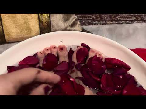 ASMR Bare feet toes in roses