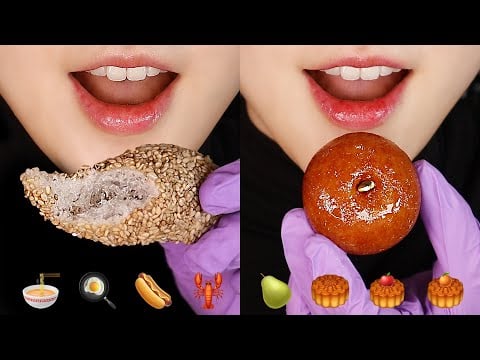 EMOJI FOOD CHALLENGE ASMR GAESEONG JUAK, BULDAK RAMEN ETC 🥮