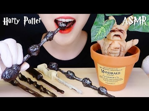HARRY POTTER TREATS ASMR HARRY POTTER WAND, MANDRAKE EATING ASMR NO TALKING ⚡