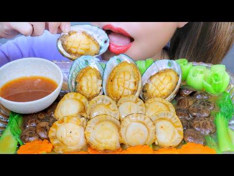 ASMR ABALONE X SCALLOPS WITH OYSTER SAUCE , EATING SOUNDS | LINH-ASMR