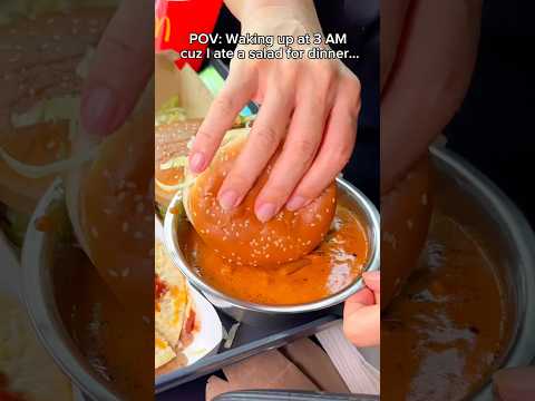 Waking up at 3 AM because I ate a salad for dinner… #food #eating #mukbang