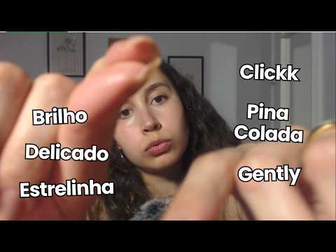 ASMR Up-Close Tingly Trigger Words (Hand Sounds, Mouth Sounds, Hand Movement) English & Portuguese