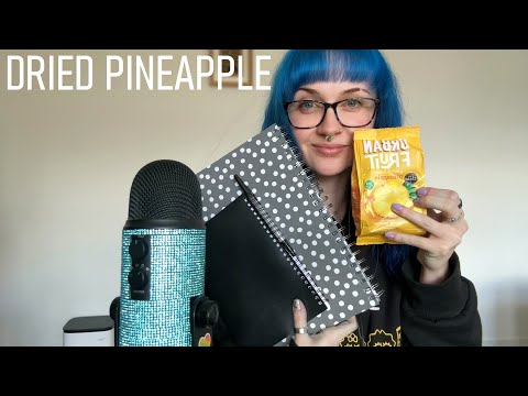 ASMR Eating Dried Pineapple & Writing 🍍