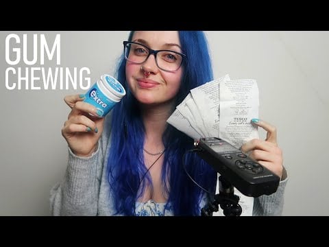 ASMR Gum Chewing & Sorting Receipts (Whispering, Writing, Phone Typing)