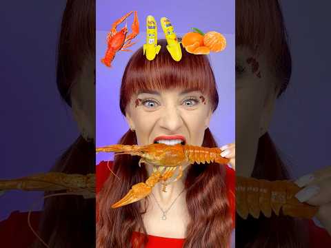 ASMR Banana Roller Candy, Crayfish, Tangerine #mukbang