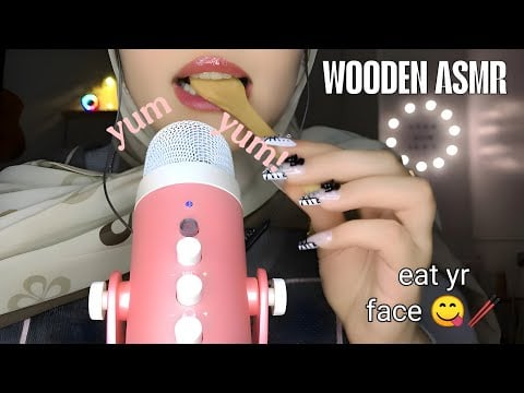 ASMR- Eat Your Face With Wooden Spoon | Mouth Sounds,  Up Close & Relaxing Face Massage 🥢😋