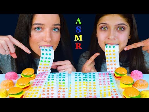 ASMR CANDY BUTTONS RACE, GUMMY BURGER, MOCHI | EATING SOUNDS LILIBU