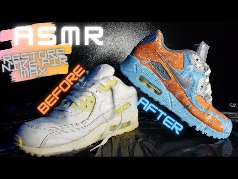 ASMR |Restoring NIKE AIR MAX|Sneaker Painting,Shoe Customization|Water Brushing, Art Visual Triggers