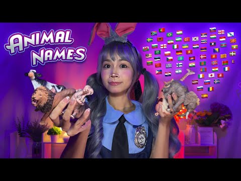 ASMR Saying Animal Names in 68 Languages 🐶🐷🐮🐻🐱 Soft Bunny Voice, Tapping & Whispering for Relaxation