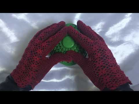 LEATHER GLOVES🖤 LAYERED THROUGH VINTAGE LACE GLOVES❤️  [[ASMR]]