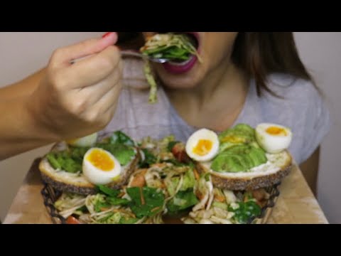 ASMR EGG & AVOCADO TOAST / DELICIOUS SALAD / no talking / CREMA ASMR #asmr #toast #mukbang #salad