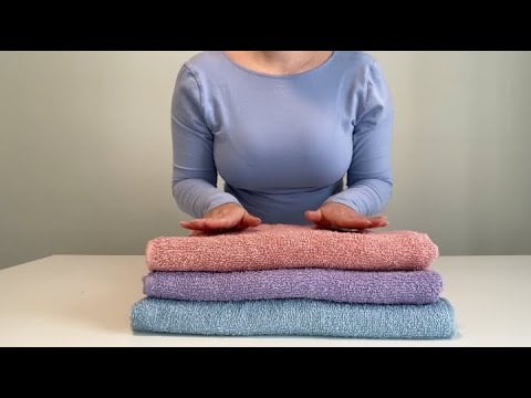 Soft Spoken ASMR | Folding Towels with Gentle Hand Movements for your Relaxation 🌸