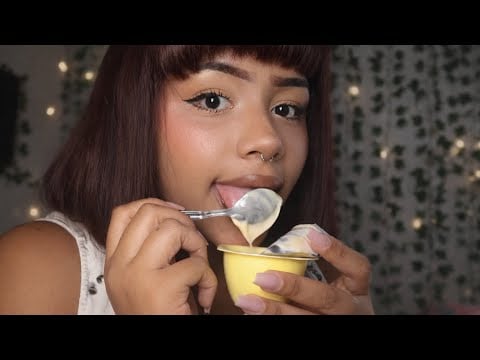 ASMR Comendo Danone 🥄 | Mouth Sounds Relaxantes para Relaxar e Dormir 😴