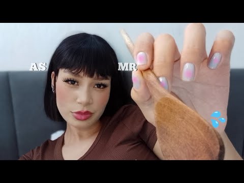 ASMR wooden spoon eating + spit painting ( mouth sounds) no talking 
