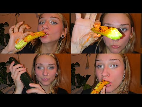 Eating a whole cucumber ASMR pt2