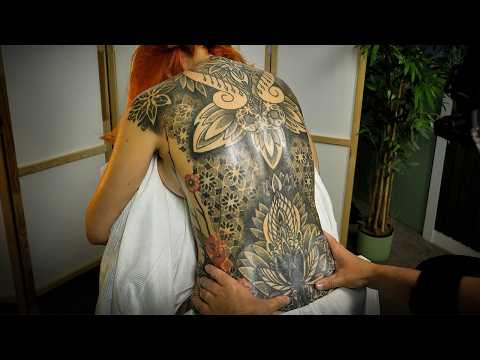 RAW Seated Oily Back Massage on a Tattooed Back