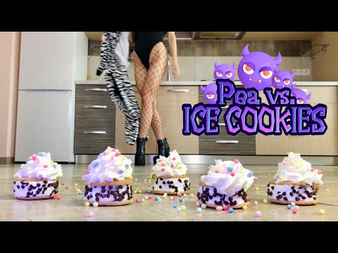 Pea vs. Icecream Cookies! Boots Crushing Food! Oddly Satisfying! ASMR