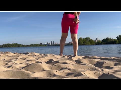 Girl walking on the sunny beach ASMR