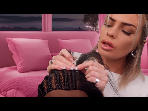 ASMR Braiding Your Hair into Cornrows 🎀 (hair play roleplay)