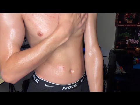 ASMR - Rubbing Body Oil Over My Chest/Arms