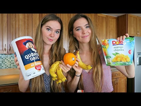 ASMR TWINS Vegan Grocery Haul + Tapping & Eating (soft spoken)