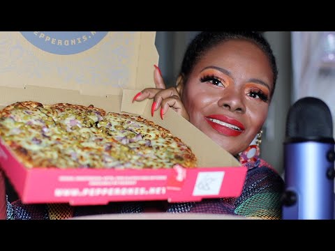 Spinach Pizza ASMR Eating Sounds