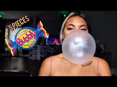 ASMR Chewing 5 Pieces Of Anglo Bubbly Gum , Big Bubbles That POP !!