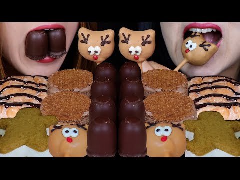 ASMR CHOCOLATE CAKE POPS, MINI DARK CHOCOLATE MARSHMALLOWS, CHOCOLATE CARAMEL ICE CREAM SANDWICHES