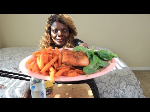 🐟 Salmon Steak Dinner Plate ASMR Eating Sounds