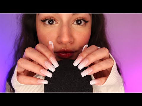 ASMR Tingly Mic Scratching + INTENSE Inaudible Whispers (Long Nails)