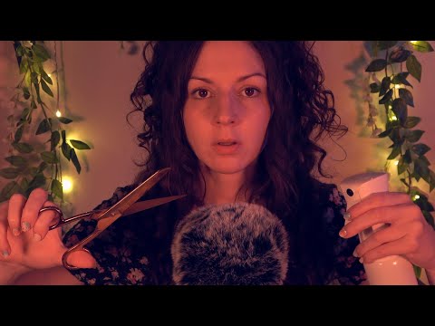 ASMR Cutting Yeti Hair - Scissors, brushing, spraying