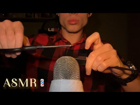 ASMR 💈 Barbershop Haircut Roleplay 💈 (scissors, clipper, ear cleaning)