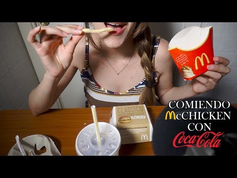 ⭐️ASMR Español⭐️❤️ Comiendo McChicken con papas fritas❤️McDonald's❤️Bebiendo Coca-Cola❤️Eating asmr