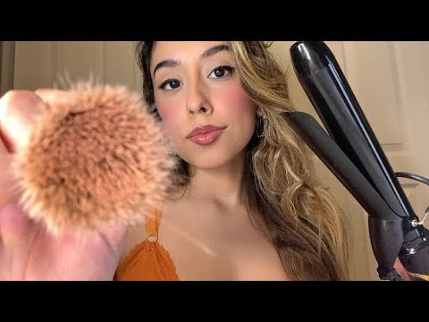 ASMR Doing Your Makeup & Hair for Thanksgiving (Cousin Rp) 