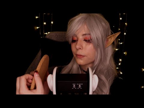 ASMR | soft cork tapping & whispering - rain, breathing, ear to ear, 3dio, white noise