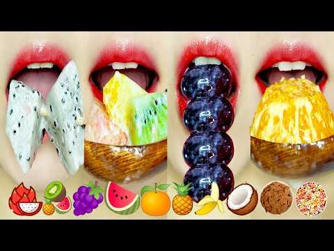 ASMR COLD HWACHAE & FRUIT WAGASHI MUKBANG | 화채 & 화과자 이모지 먹방 EMOJI FOOD EATING SOUNDS
