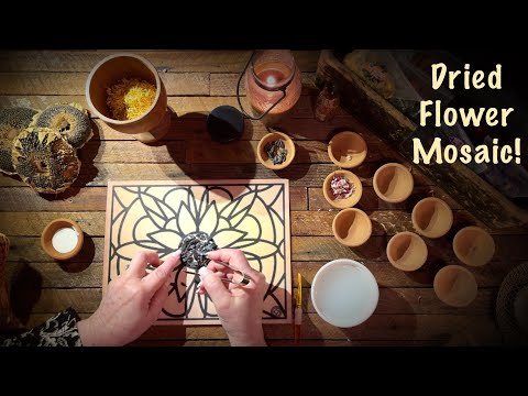 ASMR Dried Flower Mosaic! (No talking) Soft sounds of mortar & pestle, dried herbs & flowers.