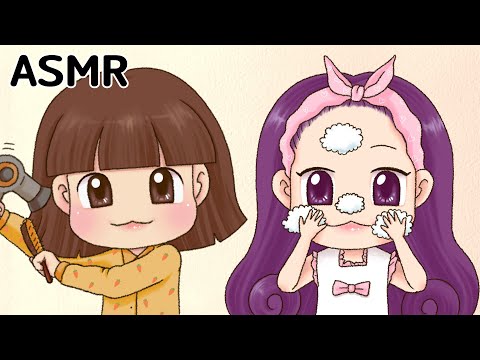 ASMR 케어 애니메이션 | 립글로즈 바르고 머리 빗고, 클렌징 하고 로션 바르고 | 초코의 아침과 캔디의 밤 (신비한502잡화점 비하인드 스토리)