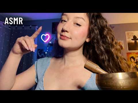 ASMR 30 Minutes Of Singing Bowl Triggers & Unintelligible Whispering *Soft Humming*
