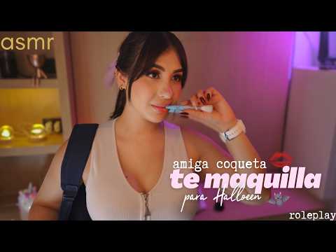 ASMR Tú Amiga Coqueta 😏Te Maquilla Para Halloween ❤️👻 (Soft Spoken, Roleplay)