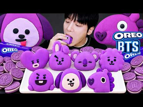 ASMR MUKBANG 직접 만든 BTS 캐릭터 디저트 먹방 & 레시피! 퍼플 디저트 EATING SOUND!