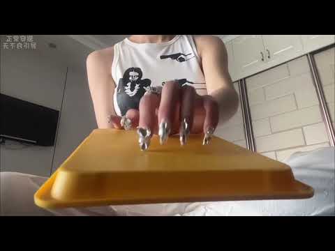 Long nail slow tapping and scratching objects ASMR slow object triggers