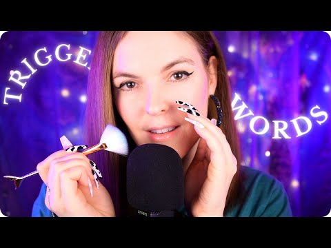 ASMR Your Favorite Trigger Words 💜 Bassy Mic Scratching & Gentle Brushing (English/German)