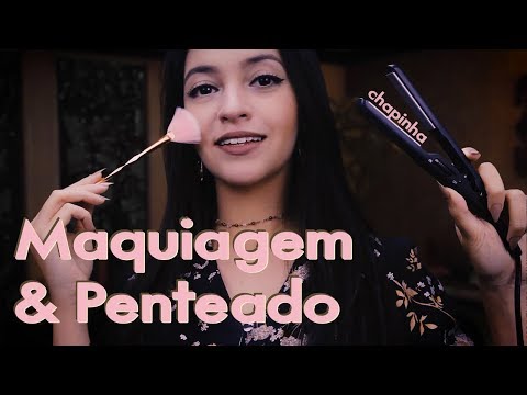 [ASMR] Maquiagem e Penteado em Você ♡ Cabelo Real, Chapinha, Sons em Camada, Chuva, Dresslily